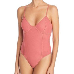 Tiger Mist Womens Chevi Sheer Corset Seam Bodysuit Large Rose - Small
